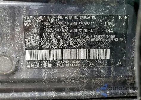 2019 Toyota Rav4 Le from USA, damaged, VIN 2T3F1RFV7KW063092